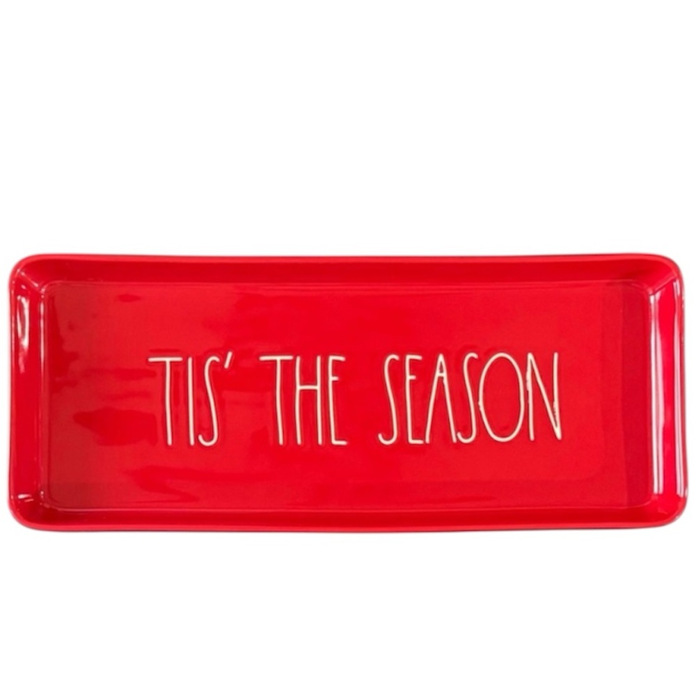 Rae Dunn ‘Tis the Season Red Serving Tray Christmas Holiday Decor Cheese Plate